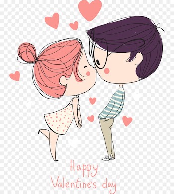 Cartoon Drawing couple - Vector kissing couple 