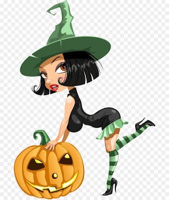 Cartoon Drawing Illustration - Green Witch 