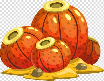 Cartoon Drawing, Yellow cartoon pumpkin sand transparent background PNG clipart