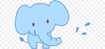 Cartoon, Elephant, Drawing, Blue PNG