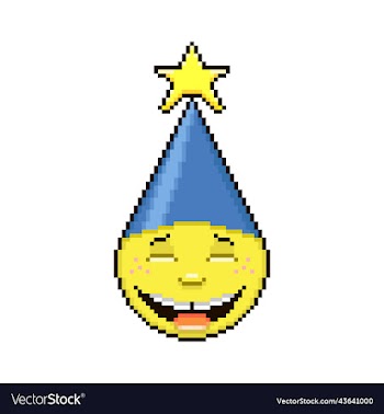 cartoon emoticon in party hat with star
