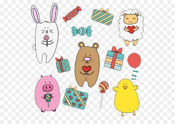 Cartoon Euclidean vector Illustration - Cute animal material 