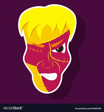 Cartoon evil frankenstein head sticker vector image