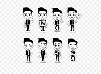 Cartoon Facial expression Model sheet - Paper people emotions. 