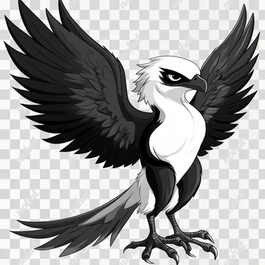 Cartoon Falcon: A Majestic Bird with Big Wings and Tail