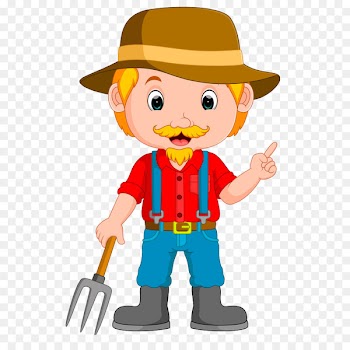 Cartoon Farmer Royalty-free Illustration - Old man with a fork 