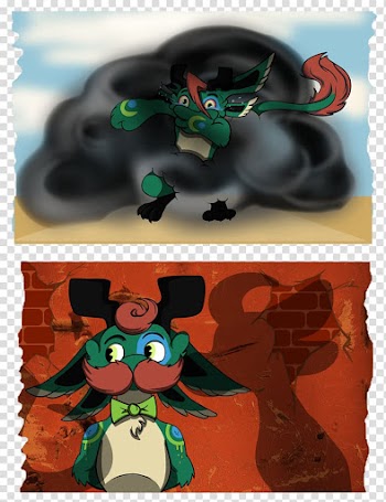 Cartoon Fiction Organism Legendary creature, surrounded by smoke transparent background PNG clipart