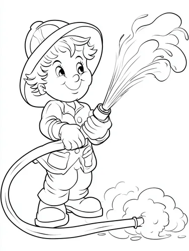 Cartoon Firefighter Coloring Page for Kids Cartoon Firefighter Coloring Page for Kids