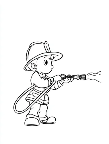 Cartoon Firefighter Coloring Page for Kids Cartoon Firefighter Coloring Page for Kids
