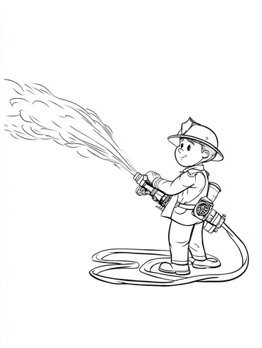 Cartoon Firefighter Coloring Page for Kids Cartoon Firefighter Coloring Page for Kids