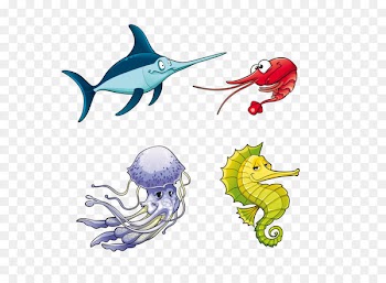 Cartoon fish benthic fauna 