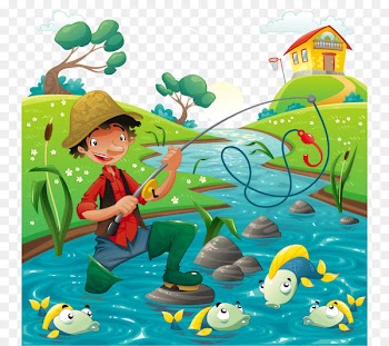 Cartoon Fisherman Illustration - Vector Fishing 