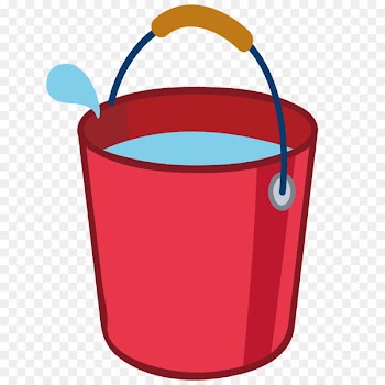 Cartoon Flat design - Red bucket filled with water 