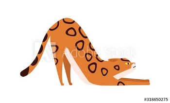 Cartoon flexible bengal cat breed vector flat illustration
