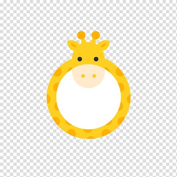 Cartoon frame, Yellow Giraffe frame transparent background PNG clipart