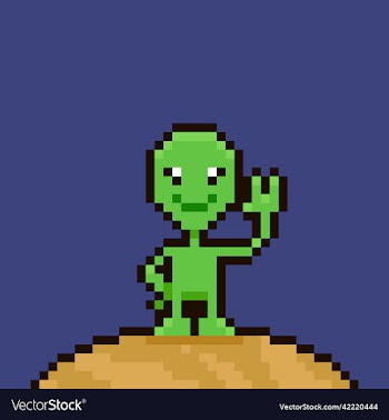cartoon friendly smiling green alien