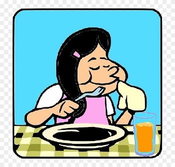 Cartoon Girl Eating Breakfast