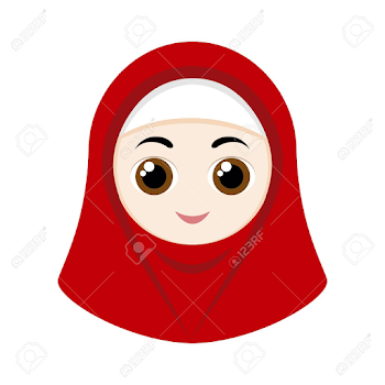Cartoon Girl With Red Hijab Isolated On White Background. Royalty ...