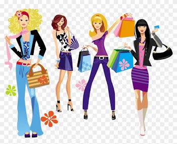 Cartoon Girls, Female Cartoon, Fashion Illustrations, - Fashion Shopping Girl Vector