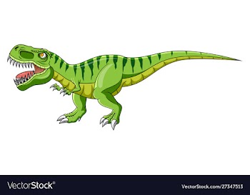 Cartoon green dinosaur on white background vector image