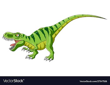 Cartoon green dinosaur on white background vector image