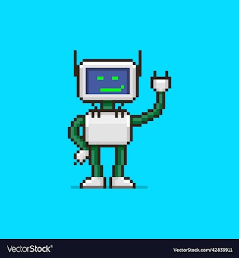 cartoon grinning robot