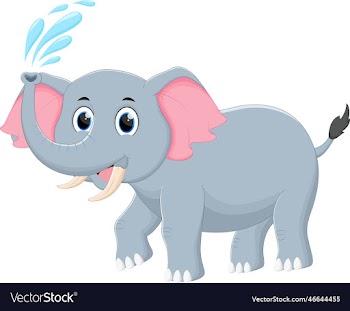 cartoon happy elephant spraying water