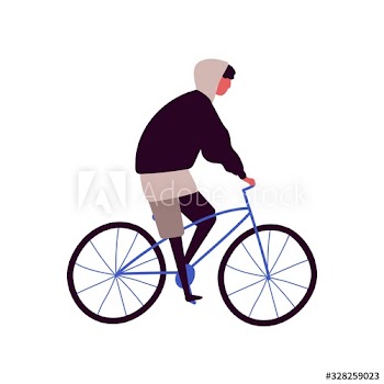 Cartoon hipster male riding city bicycle vector flat illustration