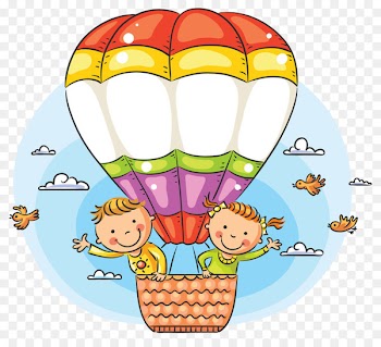 Cartoon Hot air balloon Illustration - Children on a hot air balloon 