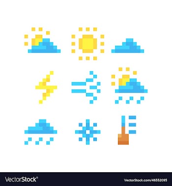 cartoon icons of different weather conditions