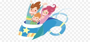 Cartoon Illustration - Hand drawn cartoon people sitting in a roller coaster 