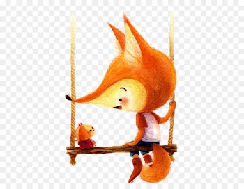 Cartoon Illustration - Hand drawn cute little fox 
