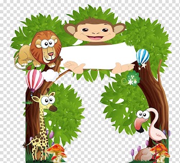 Cartoon Illustration, Kindergarten Animals transparent background PNG clipart