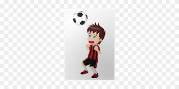 Cartoon Illustration Of A Kid Playing Soccer Poster - Monitos Animados Jugando Futbol