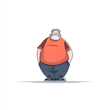Cartoon Illustration of an Obese Man Cartoon Illustration of an Obese Man