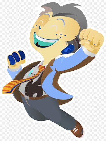 Cartoon Illustration - Old businessman in the joy of success 