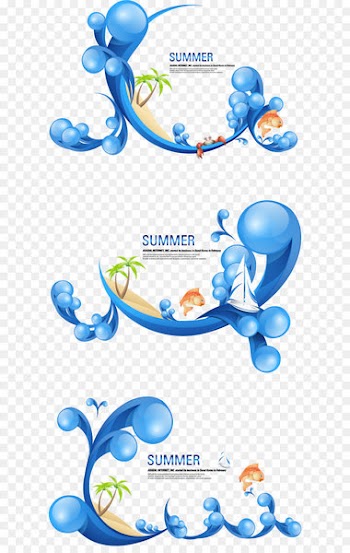 Cartoon Illustration - summer,sailboat,seaside,Wave,spray,carp 