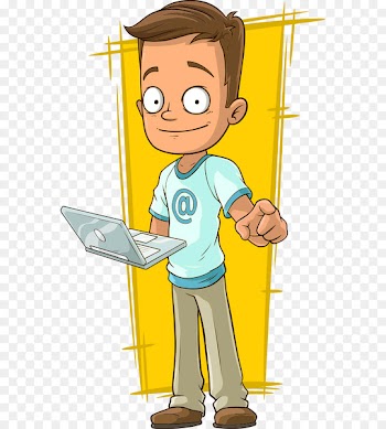 Cartoon Illustration - Vector man playing computer 