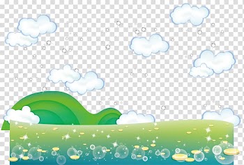 Cartoon Illustration, White cloud grass transparent background PNG clipart