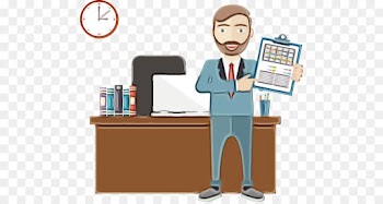 cartoon job computer desk bank teller white-collar worker