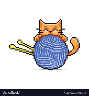 cartoon joyful red cat play with yarn