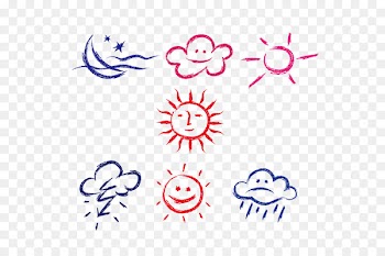 Cartoon Lightning - Vector cartoon chalk weather material 
