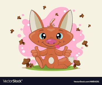 cartoon little fox smiling cute childish