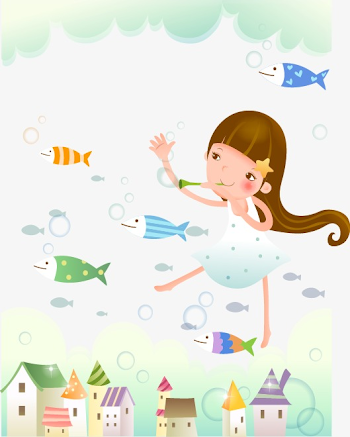 Cartoon Little Girl Fresh Fish, Cartoon, Fresh, Little Girl PNG ...