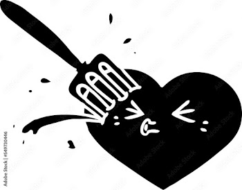cartoon love heart stuck with fork