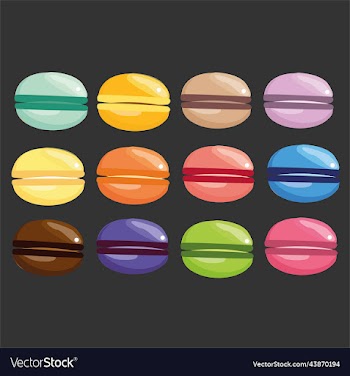 cartoon macarons set different color almond