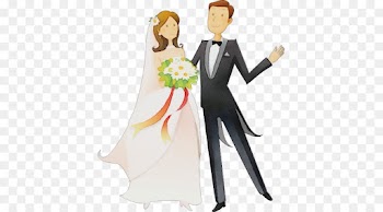 cartoon male groom formal wear bride