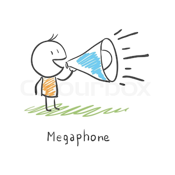 Cartoon man and megaphone | Stock vector | Colourbox