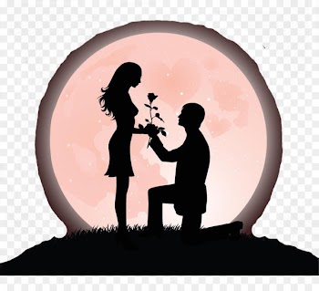 Cartoon Marriage proposal Silhouette Romance - Couple in love 