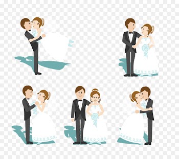 Cartoon Marriage Wedding - Vector married couples 